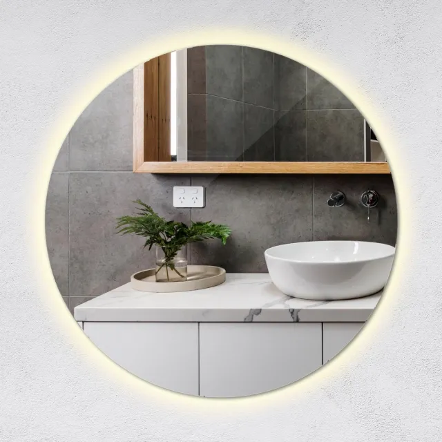 TULUP LED Spiegel - Spiegel LED Rond - 80 cm x 80 cm - Ronde Spiegel LED - LED-spiegel voor Woonkamer - Warm Wit 3000K - Led Spiegel - Scandinavische LED Wandspiegel