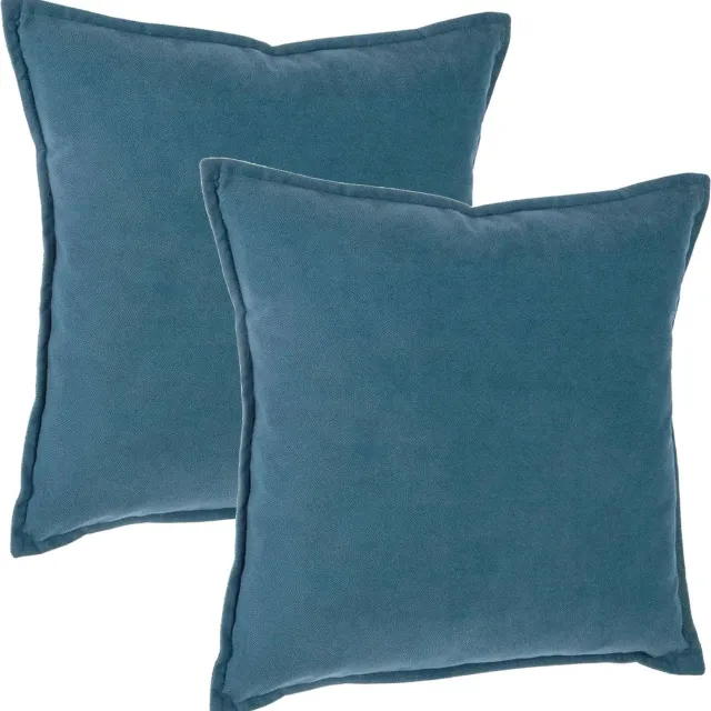 Atmosphera Bank/sierkussens Sophia - 2x stuks - 45 x 45 cm - polyester met rits Blauw