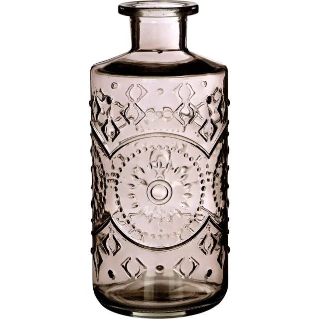 Ideas 4 Seasons Ideas4seasons Bloemenvaas/flesvaas Berlin - met motief - helder glas - smoke grijs - 9 x 21 cm