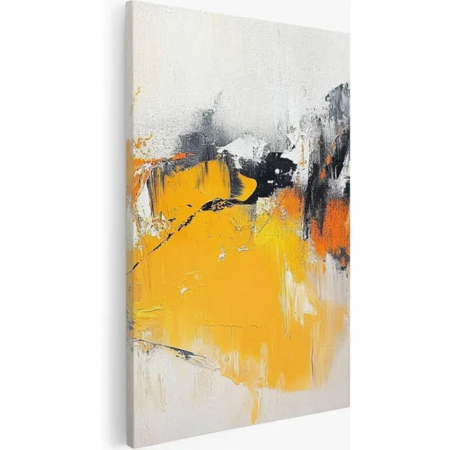Saammp Canvas Schilderij - Patroon - Geel - Abstract - 50x70 - Foto op canvas - Wanddecoratie - Muurdecoratie Woonkamer - Slaapkamer decoratie - Canvas Print Multicolor