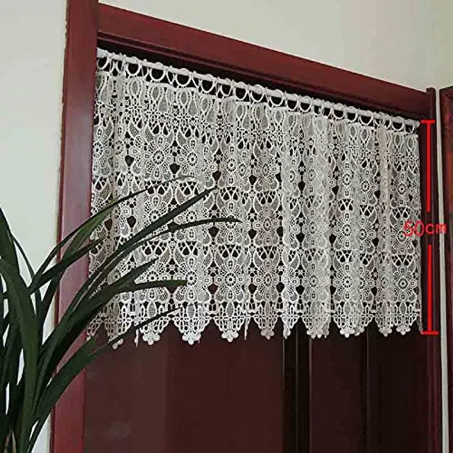 Ibenzoa Stijlvolle Korte Vitrages met Bloemenpatroon voor Elegante Raamdecoratie en Privacy Kruisvormige bloem
