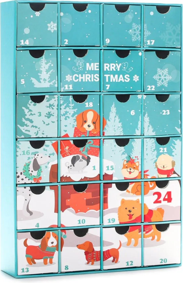 Brubaker Dogs Adventskalender voor het vinden - DIY Christmas Kalender voor traktaties, snacks, verfijningen voor de vier -pootjes vriend, vrienden of familie - huisdierenkalender met 24 paar