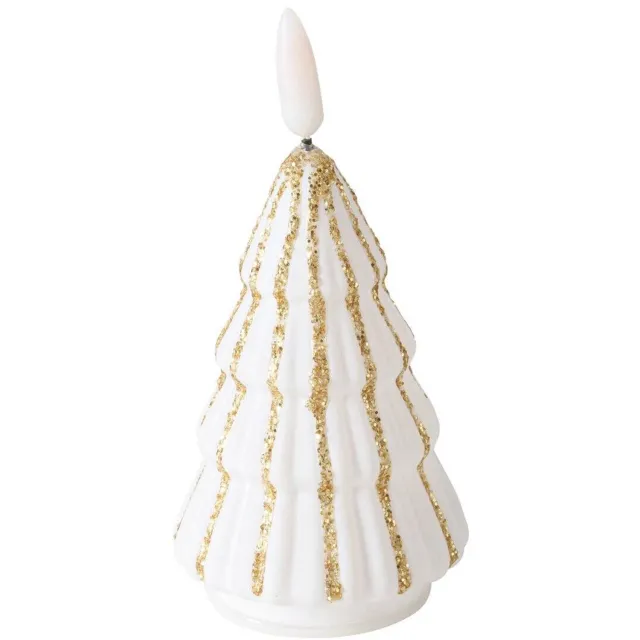 Boltze Home Kaars in de vorm van een kerstboom met kunstvlam TORIS, 12 cm Goud