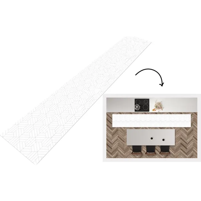 KitchenYeah Keukenloper - Keukenmat - Patroon - Lijn - Design - Zwart - Wit - Keuken vloerkleed