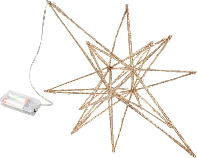 Svenska Living Verlichte kunststof kerstster lamp goud met warm witte verlichting inclusief timer 36 cm - Kerststerren met licht