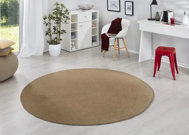 flycarpets Rond Uni Laagpolig Effen Vloerkleed - Fancy - Bruin 200cm rond Ø