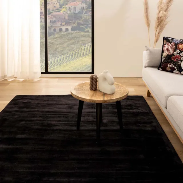 Paon Brillant Viscose vloerkleed vierkant - Glamour zwart 250x250
