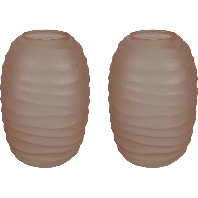 Countryfield Bloemenvaas Evita - 2x - roze - mat glas - D15 x H22 cm