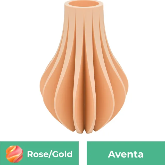 Lovora Aventa design vaas – Decoratieve vaas - Roze / Goud - 3d geprinte vaas – geschikt voor droogbloemen - 34CM