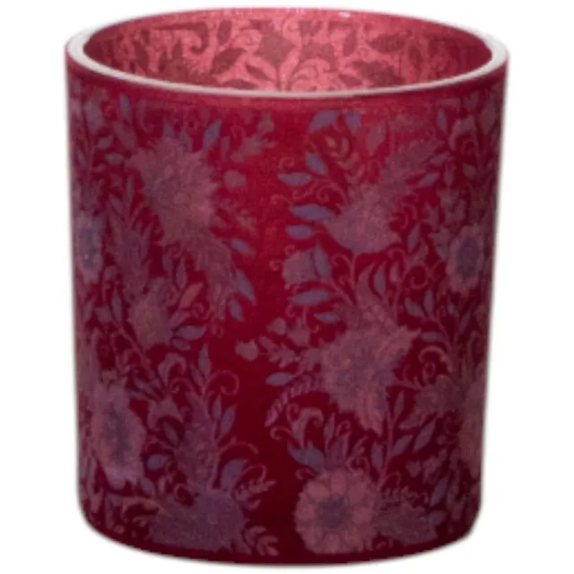 Mars & More Fluwelen bloemen - theelichthouder - bordeaux - 8 cm Multi