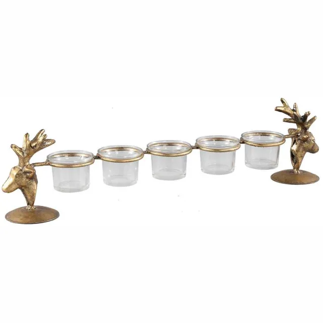 PTMD COLLECTION PTMD Lida Rendier Theelichthouder - 48,5 x 7 x 11 cm - Ijzer - Messing