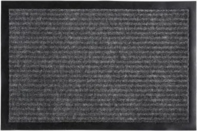 HomeShopXL Deurmat Anti-Slip voor binnen - 60x40cm - Rubber/Stof - Zwart - Droogloopmat Antislip Grijs