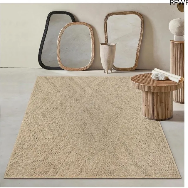 RFWR Weerbestendig Tapijt voor Binnen en Buiten in Natuurlijke Jute-look - 60 x 90 cm natuur-3