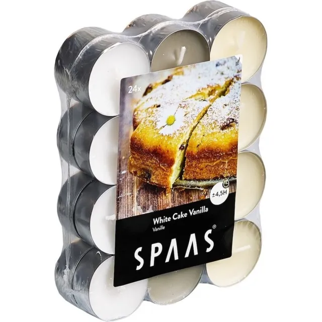 Spaas Geurtheelichtjes/waxinelichtjes - 24x - White Cake Vanilla - 4,5 branduren - geurkaarsen