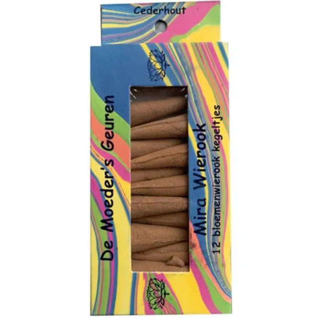 De Moeder's Geuren Wierook - 12 kegeltjes Cederhout Mira Wierook - De Moeders Geuren Blauw