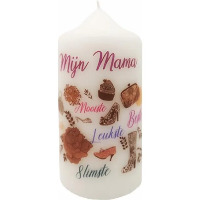 Van Licht Moederdag cadeautje Kaars Mijn Leukste Mama wit
