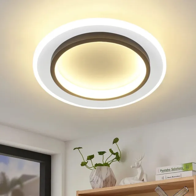 NETTLIFE Plafondlamp LED - rond - Wit en Zwart - 23.5cm - 3000K Warm Wit Licht - Moderne Slaapkamerverlichting - voor Keuken | Woonkamer | Hotel - 14W Zwart,wit