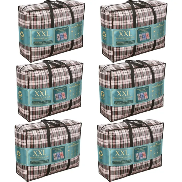 De Snuffelaar® Opbergtas - 6 Stuks - Premium Opbergtassen - Mix Kleur - 70x55x25 - Verhuistas - Big shopper - Vakantie tas - Reistas - Groot rood