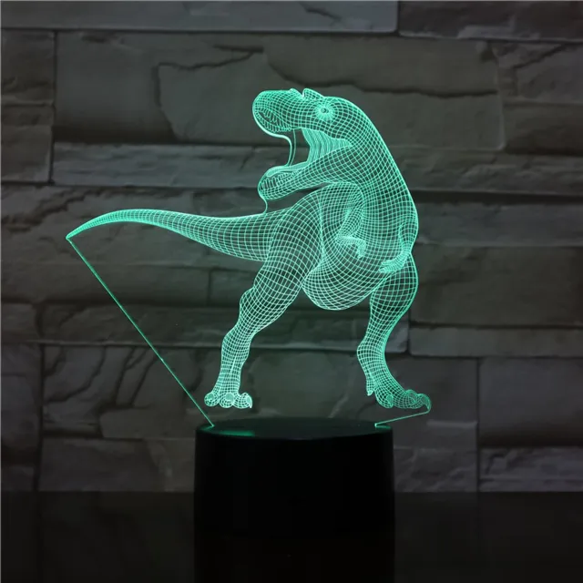 MC Living 3D Led Lamp Met Gravering - RGB 7 Kleuren - Dinosaurus
