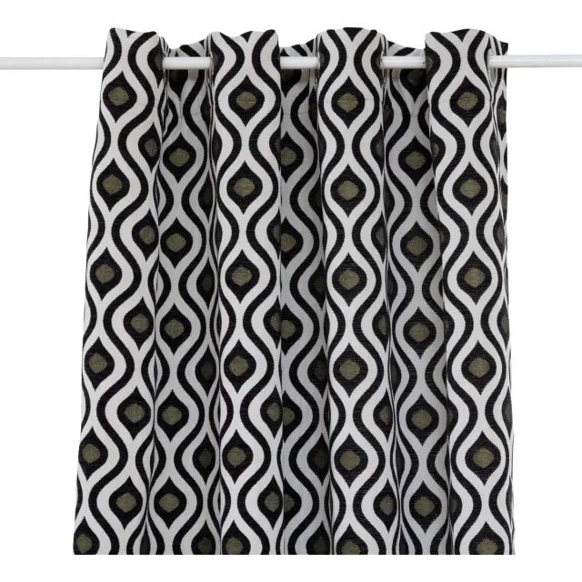 Atmosphera Twisted Lime Gordijn 140x260cm - Gordijnen kant en klaar met haakjes ringen - Multi Noir et blanc