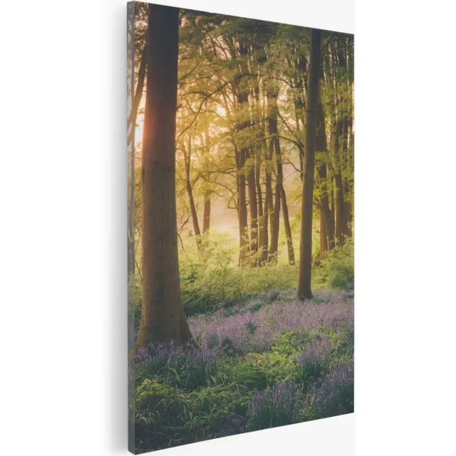 Saammp Canvas Schilderij - Bos met lavendel - Landschap - Natuur - 30x40 - Foto op canvas - Wanddecoratie - Muurdecoratie Woonkamer - Slaapkamer decoratie - Canvas Print Multicolor