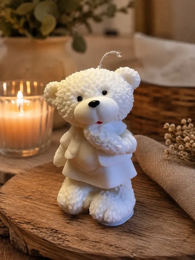 LUYX Teddy Beer Kaars Vrouwtje Wit