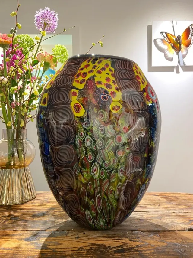 Kristal-Glas Leerdam Kristalglas Leerdam Glazen Vaas 'Viva Colore' - Bruin - Voor Binnen - Staand