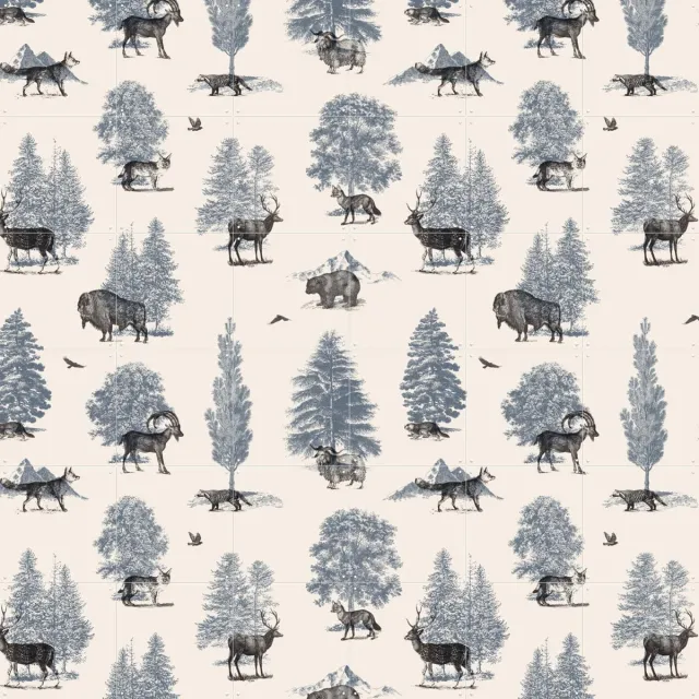 IXXI Where they belong Winter, Florent Bodart - 120 x 120 cm - Grote wanddecoratie en posters - Naturalisme, Illustraties, Vintage, Woonkamer Lichte tinten / Blauw