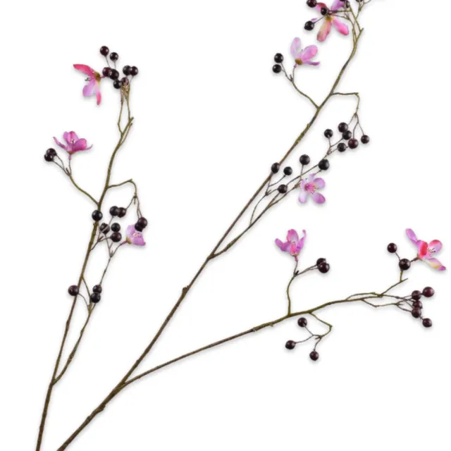 Silk-ka Kunstbloem-Kunsttak Bessentak Paars-Roze 92 cm