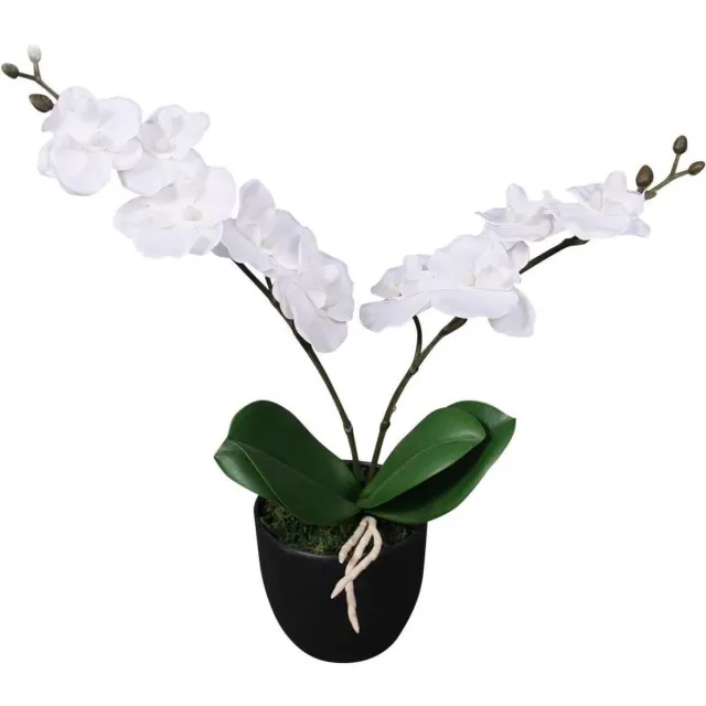 vidaXL Kunstplant - orchidee - met - pot - 30 - cm - wit