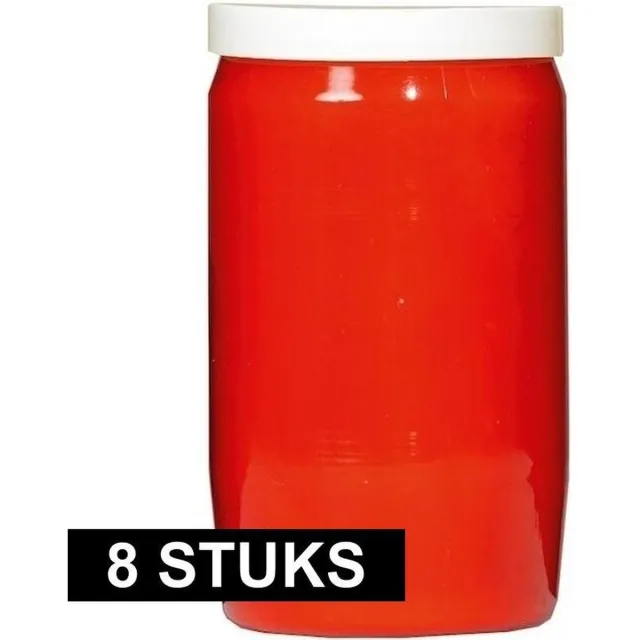 SPAAS Grafkaars/gedenklicht - 8x - rood - 7 x 15 cm - 6 dagen brandtijd