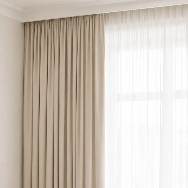 maroyathome ELSA Verduisterende Gordijnen 150x270 cm - Kant-en-Klaar met Plooiband - Geschikt voor Haakjes - Beige - Blackout Curtains - 1 Stuk