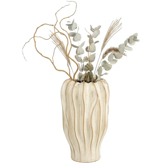 Mica Decorations Bloemenvaas Thom - creme kleur - keramiek - 35 x 22 cm - decoratie vaas
