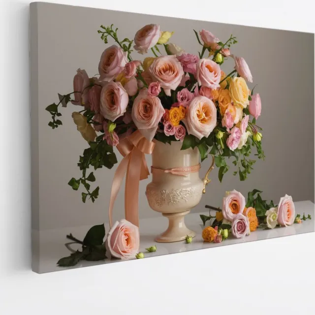 Saammp Canvas Schilderij - Luxe Bloemboeket - Elegant - Natuur - 150x100 - Foto op canvas - Wanddecoratie - Muurdecoratie Woonkamer - Slaapkamer Decoratie Multicolor