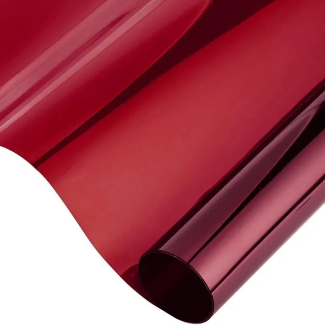 Cosensi Raamfolie 50 x 300 cm - Getinte isolerende UV-beschermende hittebestendige zelfklevende zonwering voor ramen huis kantoor. Rood
