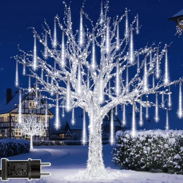MUPOO 2x LED Meteorregen Buis - Kerstverlichting Meteorenregenverlichting - 50 cm - 288 LEDs - Wit - IP65 Waterdichte - Meteor Douchelampen Voor Buiten, Boom, Feest, Huwelijk