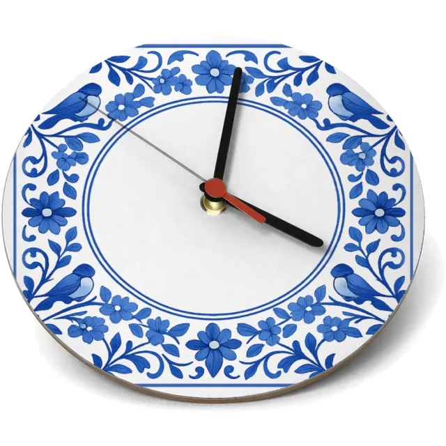 Mr Cadeautjes Klok rond Ø 19 - design Een ronde botanische omlijsting rond een korte boodschap ove | cadeau Wit