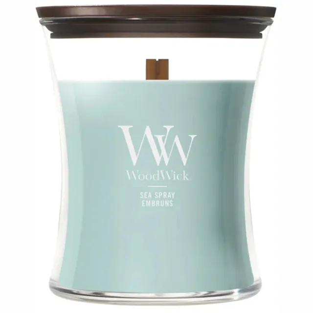 Woodwick Hourglass - Sea Spray - Medium Geurkaars - 60 branduren Blauw