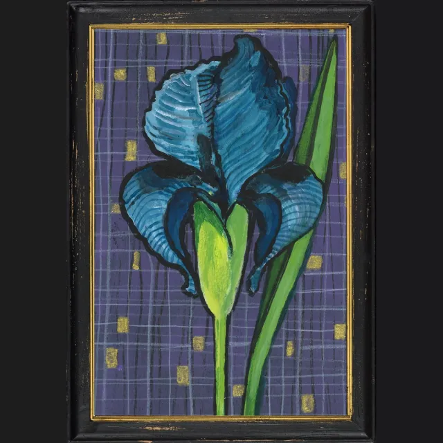 Meander elegant home accesoires Lijst hout zwart met blauwe Iris - reproductie van Kittie Markus