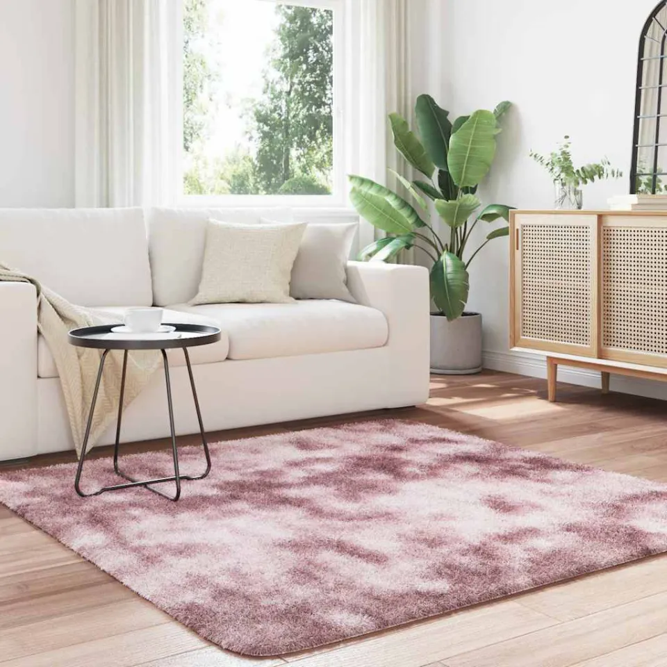 vidaXL Hoogpolig vloerkleed NAVARRA 160x160 cm polyester stoffig roze, foto 3