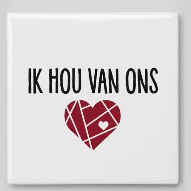 Nevolis Ik Hou Van Ons Keramische Tegel 15x15 cm – Romantische Quote Wanddecoratie met Hart Design Multi Color