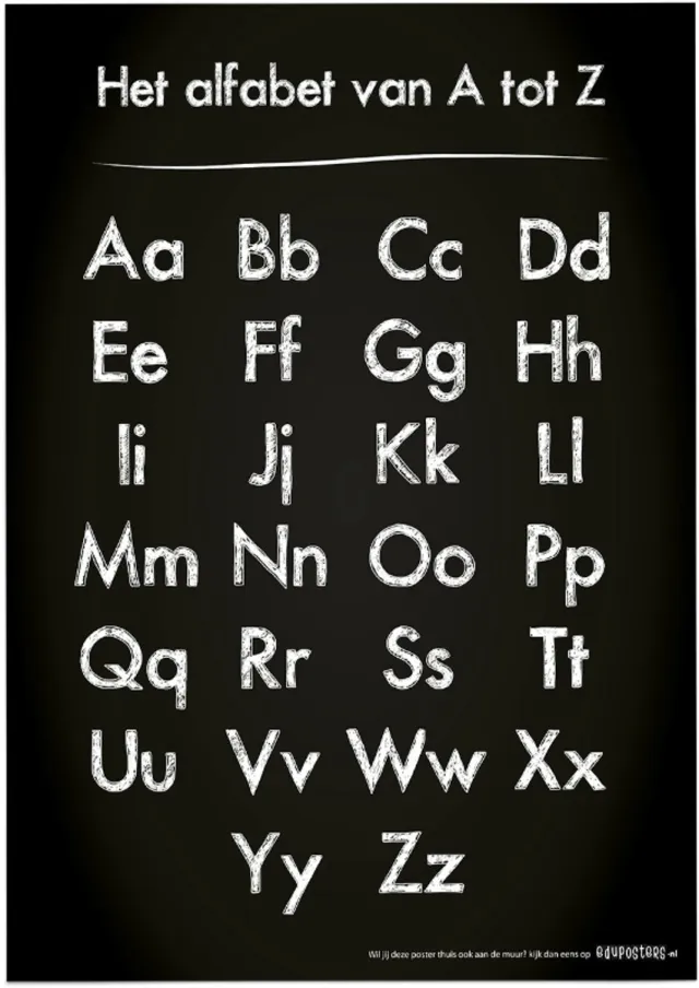 eduposters Educatieve poster (Posterpapier) - Taal alfabet zwart krijtbord - 29.7 x 42 cm (A3)