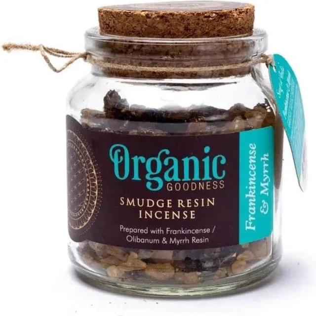 Yogi & Yogini naturals Organic Goodness Frankincense & Mirre Smudge Wierookkorrels / Wierookhars (100 gram) Zwart