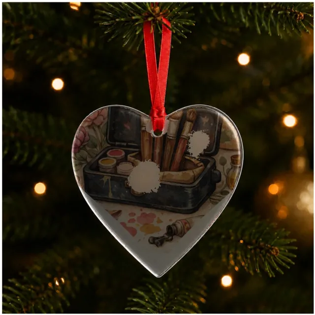 Mr Cadeautjes Glazen hart small - design Romantische hobbyprint met een centraal retro-object en loss | cadeau Wit