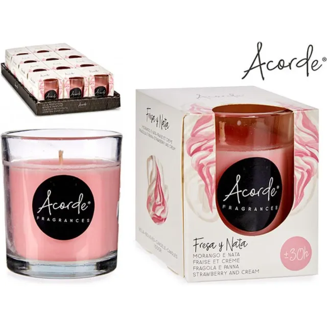 Acorde Geurkaarsenset 2 stuks - AARDBEI + ROOD FRUIT - in glas - 30u rood+rozig
