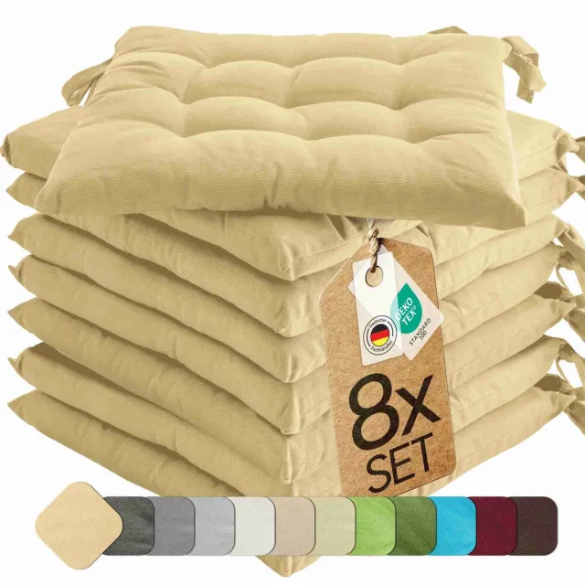 etérea Himmlische Qualität etérea Basic Zitkussen Stoelkussen - Seat Cushion 8 Stuk - 40x40 cm - Beige