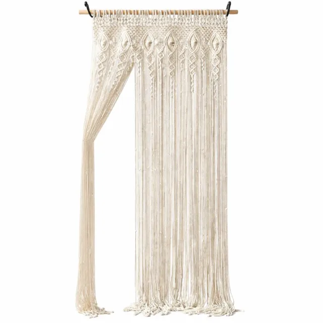 House of Balance Macrame Gordijn - Katoen - BOHO Gordijn - Handgemaakt - Deurgordijn - Kamerdeler - Deuropening Decoratie Wit