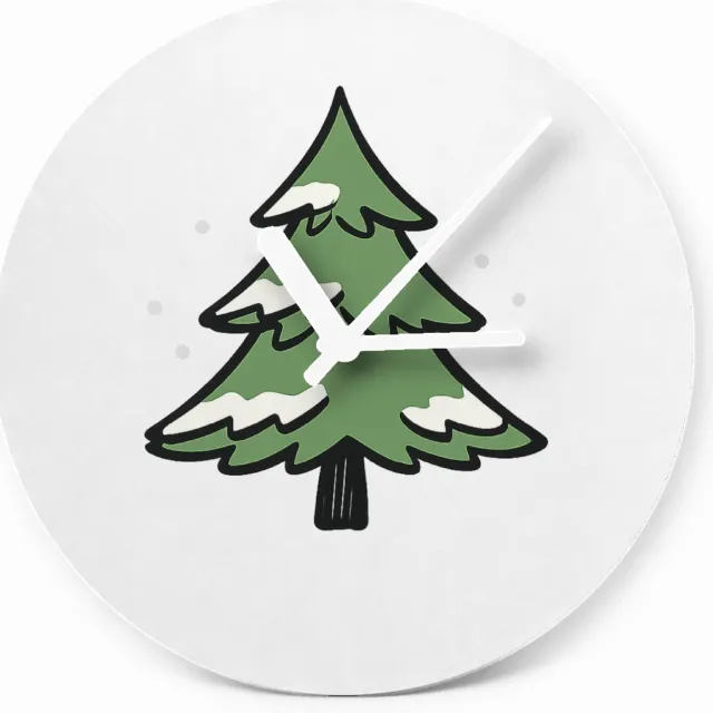 Mr Cadeautjes Glazen klok Ø 20 - design Een speelse winterboom opgebouwd uit losse penseelstreken en | cadeau Wit