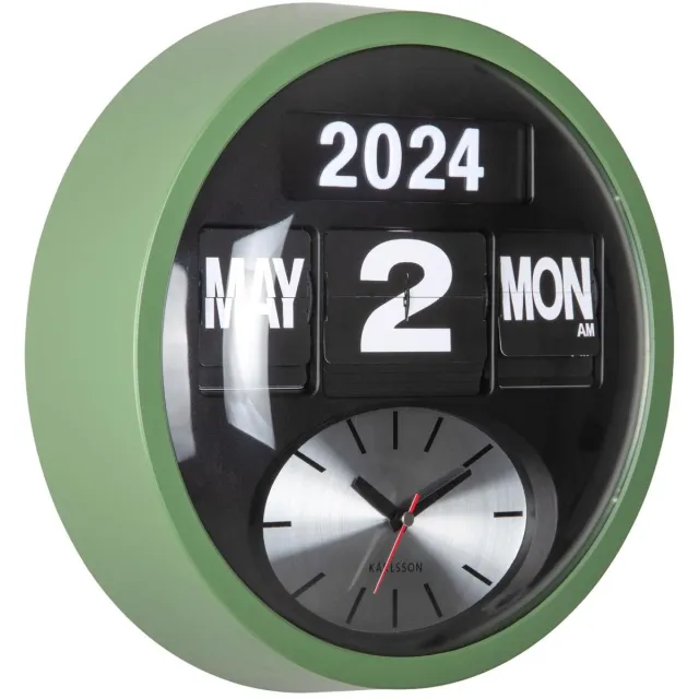 Karlsson Wandklok Round Flip - Jungle groen - 11x32.6x32.6cm - Wandklok Scandinavisch