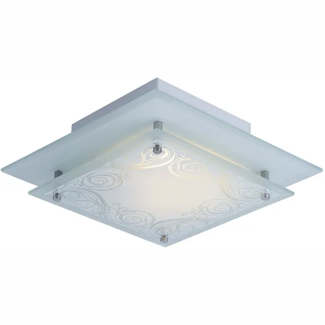 ESTO Plafondlamp keukenlamp gesatineerd glas plafondlamp hallamp, met decoratie, 1x G9, LxB 22 x 22 cm Wit